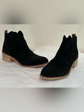 Crevo Black Suede Chukka‎ Boots with Stacked Wood Heel